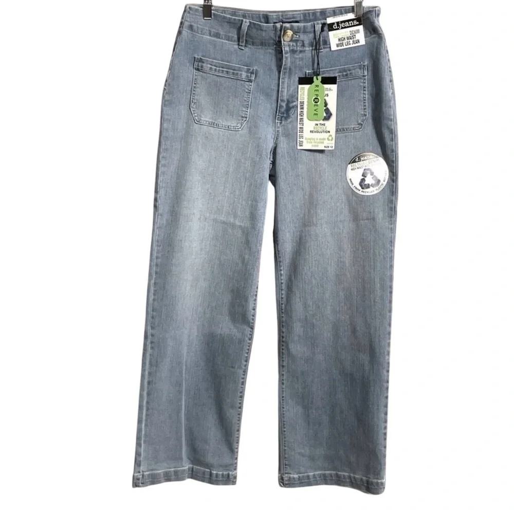 D. jeans high waisted wide leg jean size 12